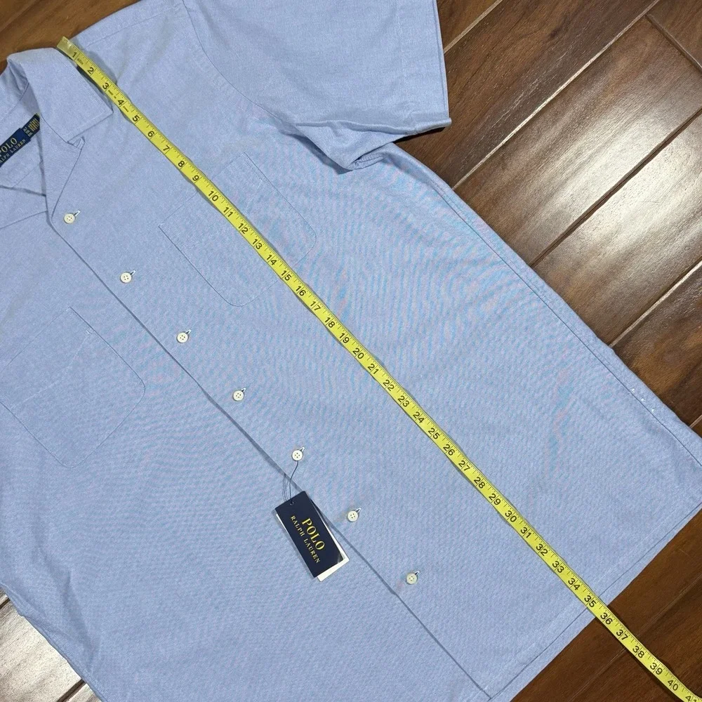 Polo Ralph Lauren Men's Size XLT Blue‎ Oxford Camp Button Up Shirt S/S